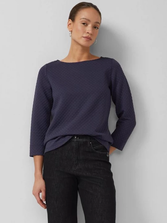 Foto van product Jacquard sweatshirt in een relaxte pasvorm met een boothals s.Oliver blauw