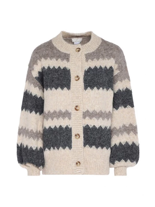 Foto van product Jalene Gebreid vest beige gemêleerd / bruin gemêleerd / zwart gemêleerd