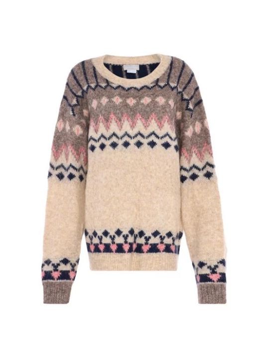 Foto van product Jalene Trui beige gemêleerd / navy / lichtbruin / rosa