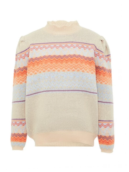 Foto van product Jalene Trui beige / lichtblauw / lichtlila / oranje