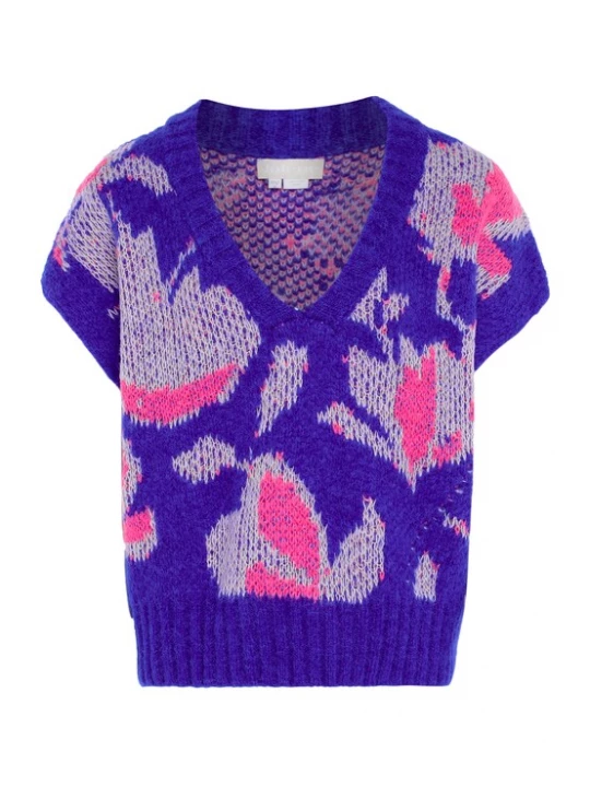 Foto van product Jalene Trui grijs gemêleerd / violetblauw / neonroze