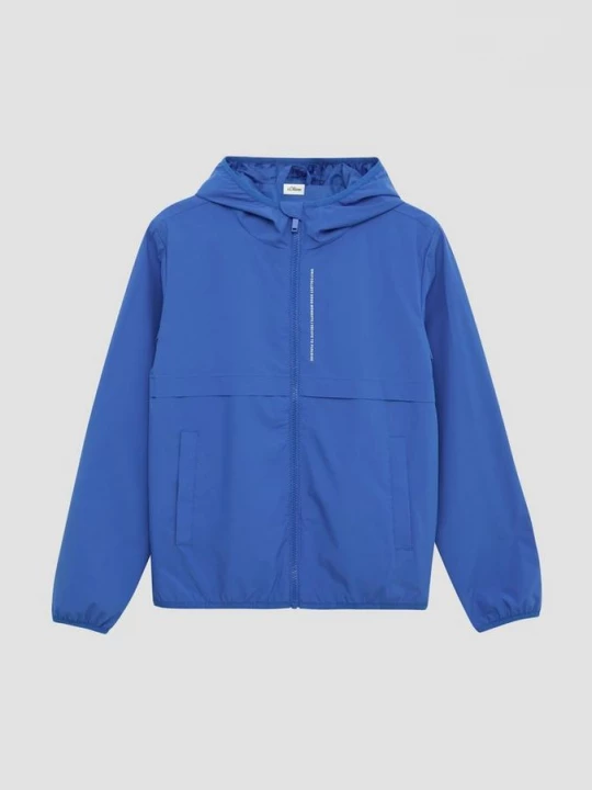Foto van product Jas met capuchon en opdruk s.Oliver blauw