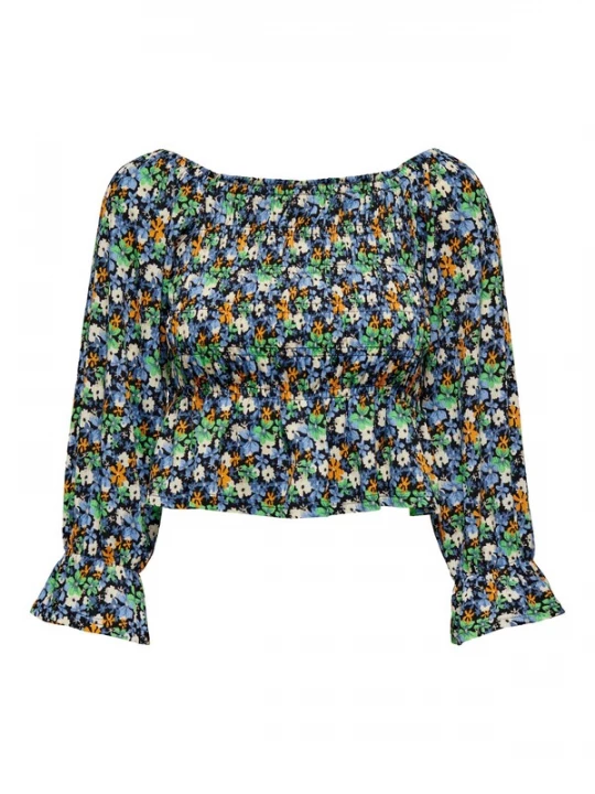 Foto van product JDY Blouse 'Lotus' lichtblauw / limoen / oranje / zwart