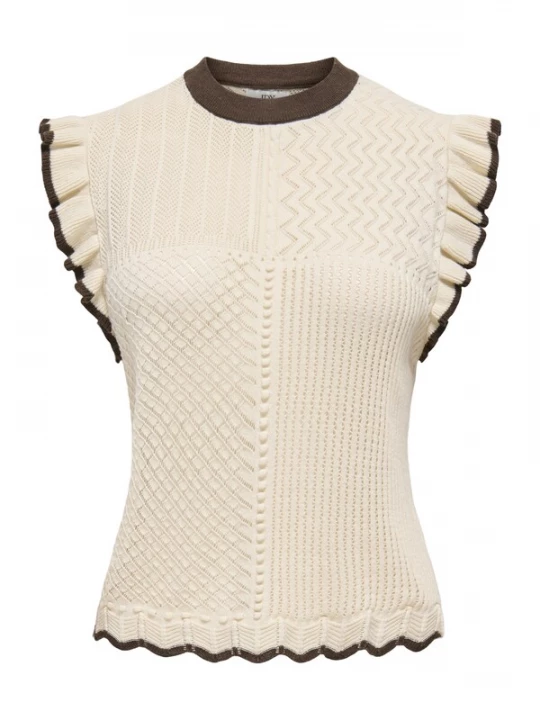 Foto van product JDY Gebreide top 'JDYVIOLET' beige / chocoladebruin