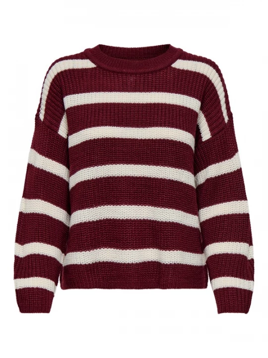 Foto van product JDY Oversized trui 'JDYJUSTY' wijnrood / wit