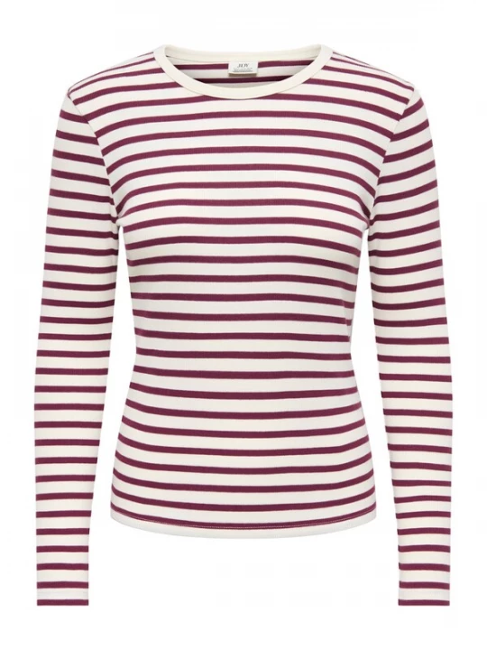Foto van product JDY Shirt 'JDYLUCKY' wijnrood / wit