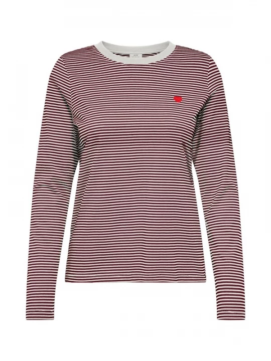 Foto van product JDY Shirt 'JDYPisa' wijnrood / offwhite