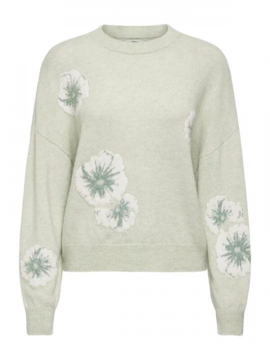 Foto van product JDY Trui 'JDYFloris' smaragd / pastelgroen / offwhite