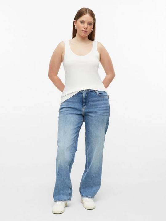 Foto van product Jeans met rechte pijpen / middelhoge taille / rechte pijpen QS blauw