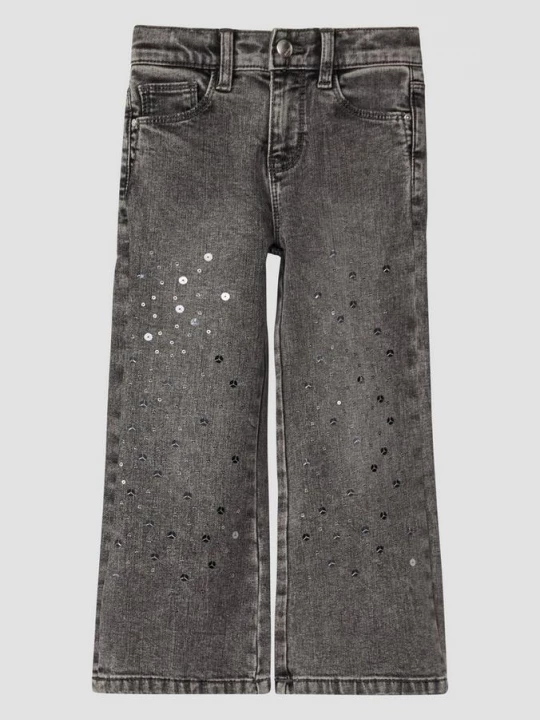 Foto van product Jeans regular fit / hoog model / wijde pijp / pailletten detail s.Oliver grijs