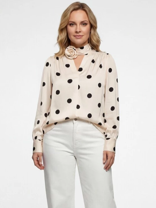 Foto van product JEONA Blouse 'Fashion Look' zwart / natuurwit