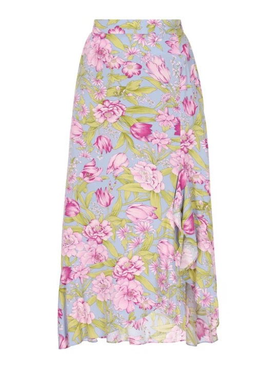 Foto van product JEONA Rok 'Fashion Look' lichtblauw / olijfgroen / lila