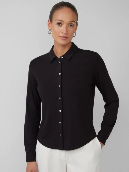 Foto van product Jersey blouse met parelmoeren knopen s.Oliver zwart