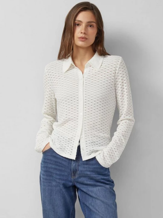 Foto van product Jersey blouse van geperforeerd kant s.Oliver crème