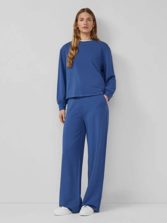 Foto van product Jersey broek met wijde pijpen en elastische tailleband s.Oliver blauw