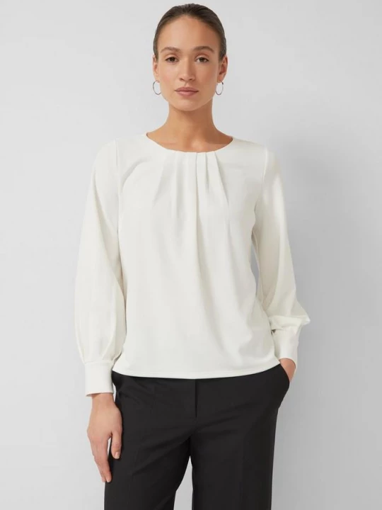 Foto van product Jersey crêpe blouse met plooidetails s.Oliver crème