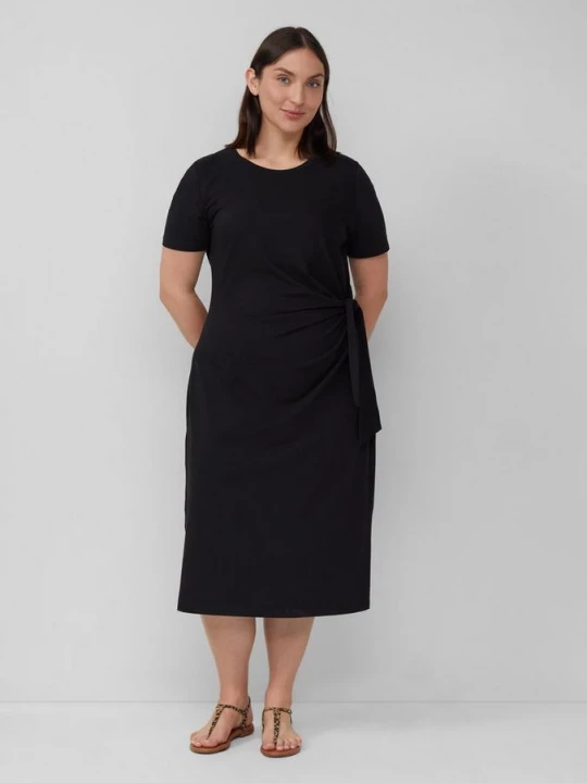 Foto van product Jersey jurk met geknoopt detail en plooitjes s.Oliver zwart