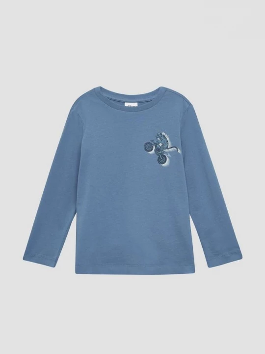 Foto van product Jersey longsleeve met print op voorkant s.Oliver blauw