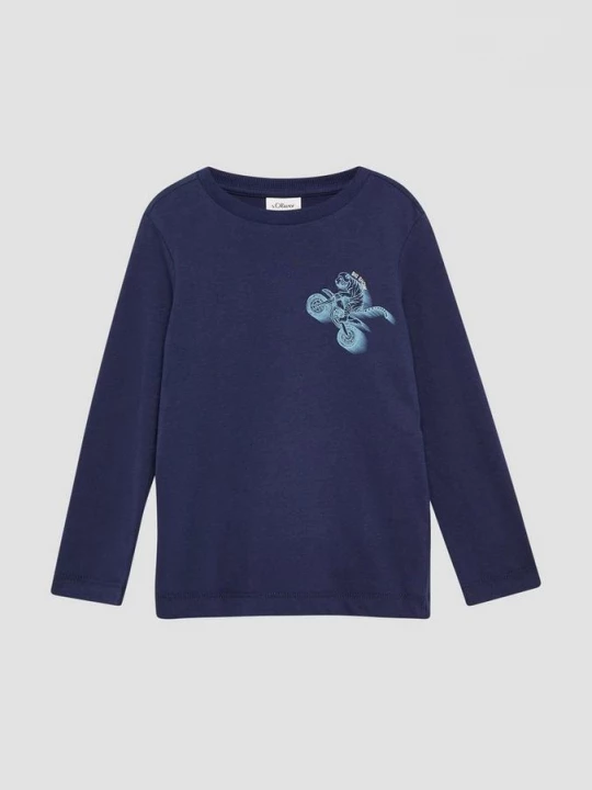 Foto van product Jersey longsleeve met print op voorkant s.Oliver blauw