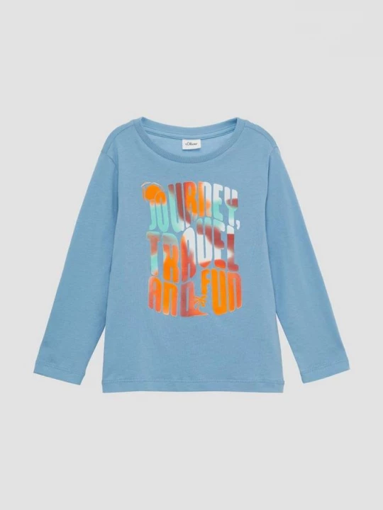 Foto van product Jersey longsleeve met print op voorkant s.Oliver blauw