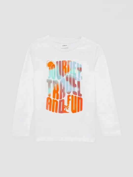 Foto van product Jersey longsleeve met print op voorkant s.Oliver wit