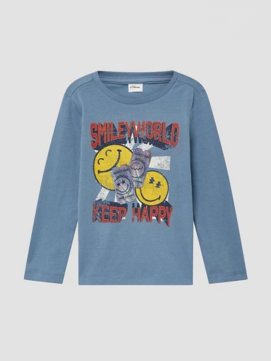 Foto van product Jersey longsleeve met Smiley® print s.Oliver blauw