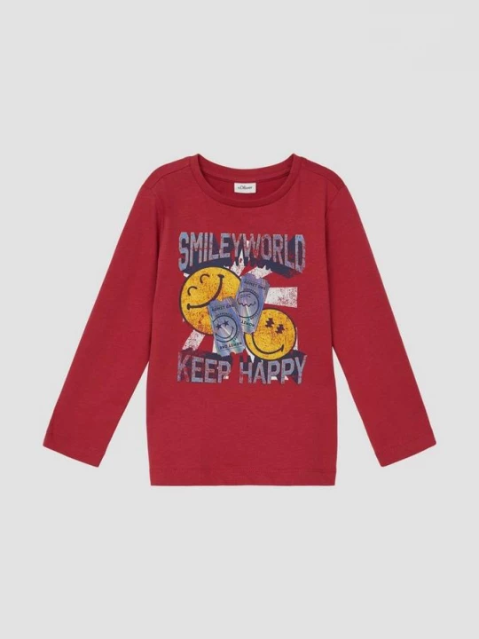 Foto van product Jersey longsleeve met Smiley® print s.Oliver rood