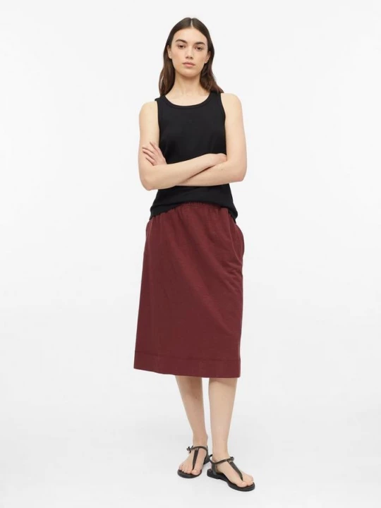 Foto van product Jersey midirok met elastische tailleband en vlamgarenstructuur s.Oliver rood