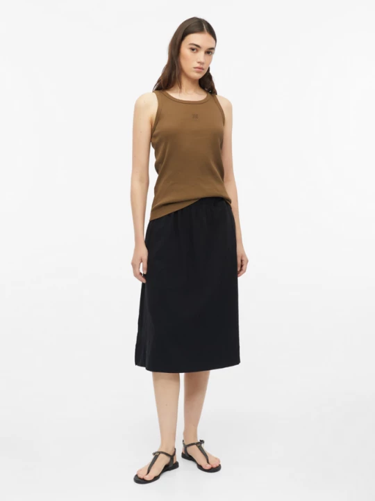 Foto van product Jersey midirok met elastische tailleband en vlamgarenstructuur s.Oliver zwart