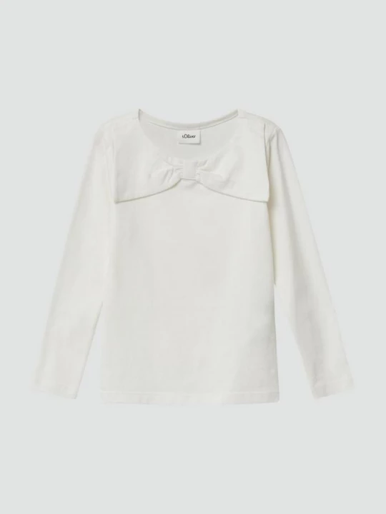 Foto van product Jersey overhemd met lange mouwen in een slim fit met een strikkraag s.Oliver crème