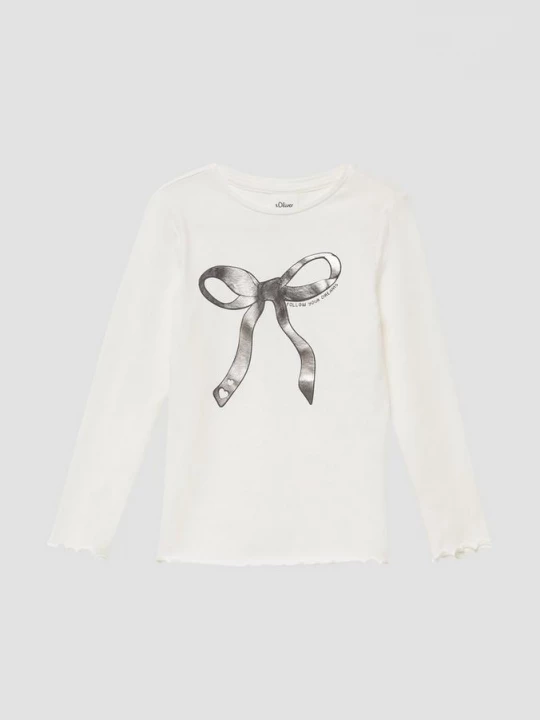 Foto van product Jersey shirt in een slim fit met folieprint en rolrandje s.Oliver crème