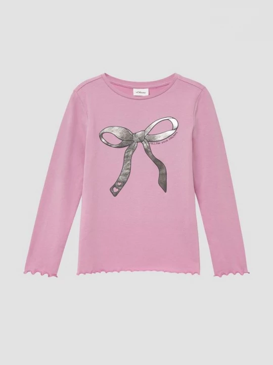 Foto van product Jersey shirt in een slim fit met folieprint en rolrandje s.Oliver roze
