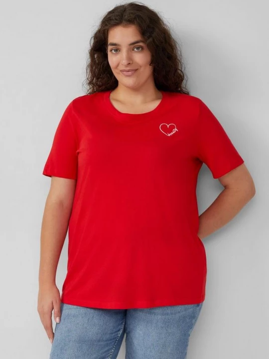 Foto van product Jersey shirt met borduursel van katoen s.Oliver rood