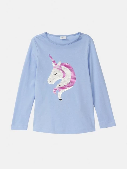 Foto van product Jersey shirt met lange mouwen en pailletten in een A-vorm s.Oliver blauw