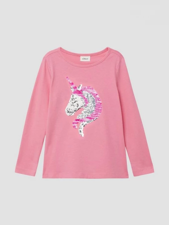 Foto van product Jersey shirt met lange mouwen en pailletten in een A-vorm s.Oliver roze
