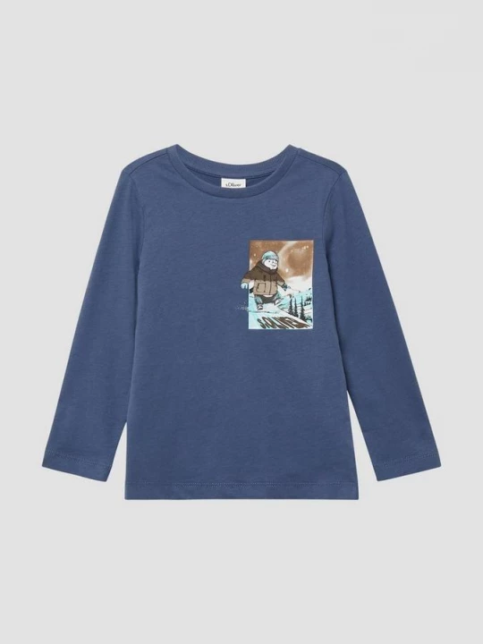 Foto van product Jersey shirt met lange mouwen en print op de voorkant in een normale pasvorm s.Oliver blauw