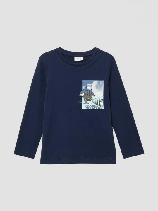 Foto van product Jersey shirt met lange mouwen en print op de voorkant in een normale pasvorm s.Oliver blauw