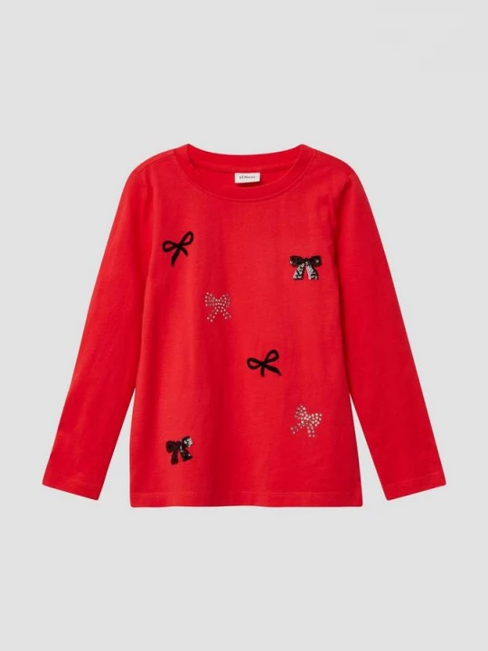 Foto van product Jersey shirt met lange mouwen en strikdetails s.Oliver rood