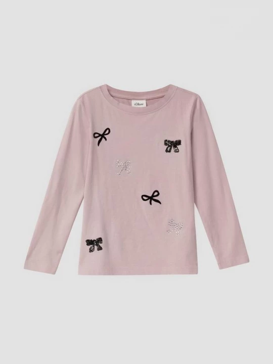 Foto van product Jersey shirt met lange mouwen en strikdetails s.Oliver roze