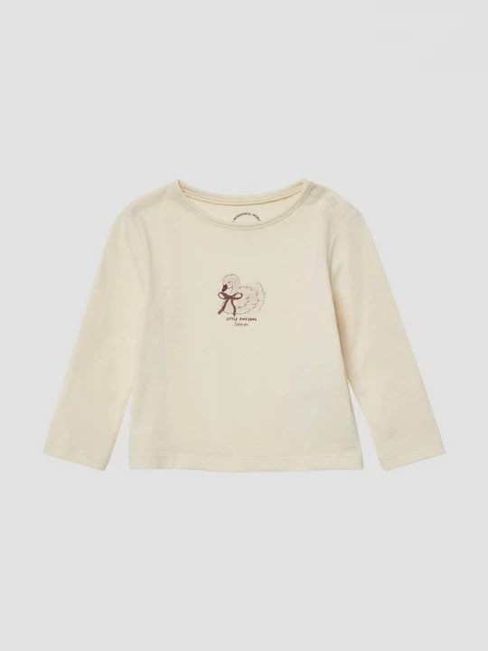 Foto van product Jersey shirt met lange mouwen, glitterprint en drukknopen s.Oliver beżowy