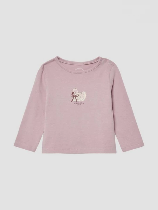 Foto van product Jersey shirt met lange mouwen, glitterprint en drukknopen s.Oliver roze