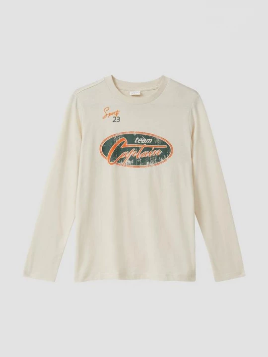 Foto van product Jersey shirt met lange mouwen, print en borduursel s.Oliver beżowy