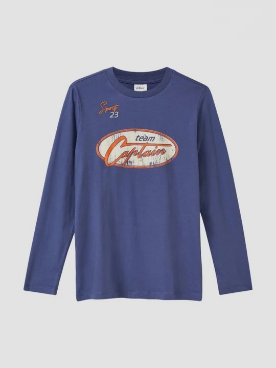 Foto van product Jersey shirt met lange mouwen, print en borduursel s.Oliver blauw