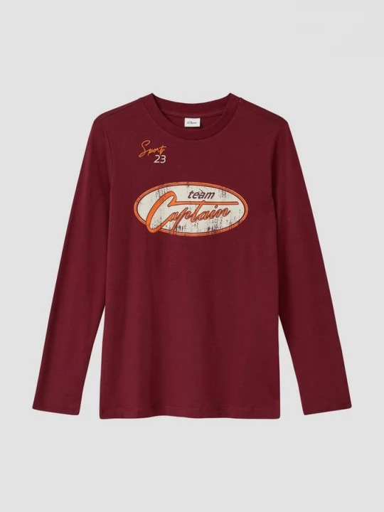 Foto van product Jersey shirt met lange mouwen, print en borduursel s.Oliver rood
