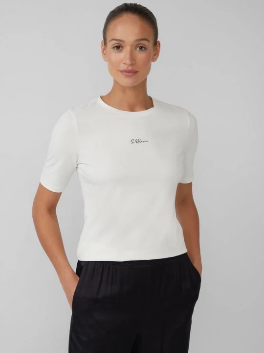 Foto van product Jersey shirt met logo-opdruk s.Oliver crème