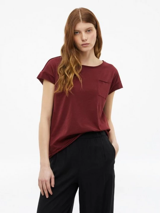 Foto van product Jersey shirt met open randen en borstzak s.Oliver rood