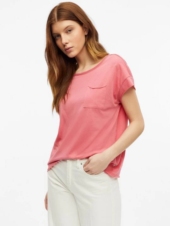 Foto van product Jersey shirt met open randen en borstzak s.Oliver roze