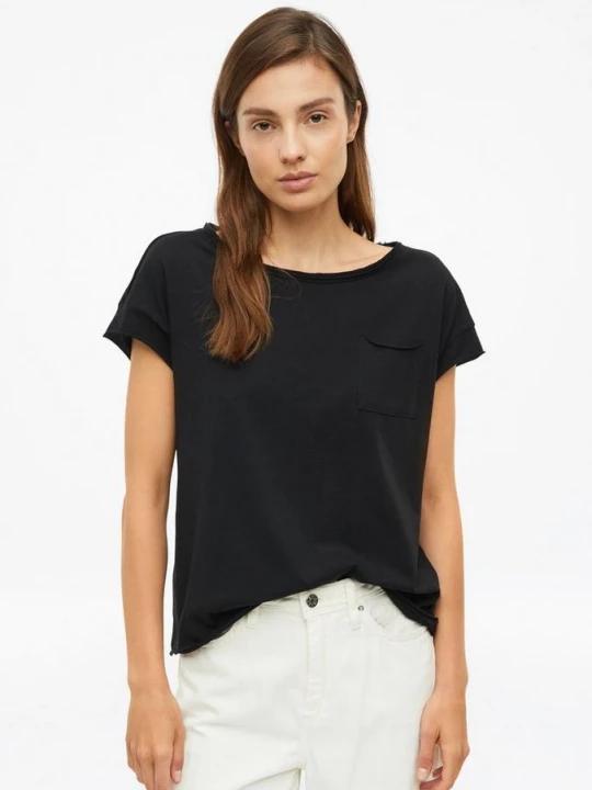 Foto van product Jersey shirt met open randen en borstzak s.Oliver zwart