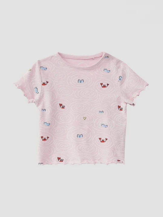 Foto van product Jersey shirt met print all-over en rolzoom s.Oliver roze