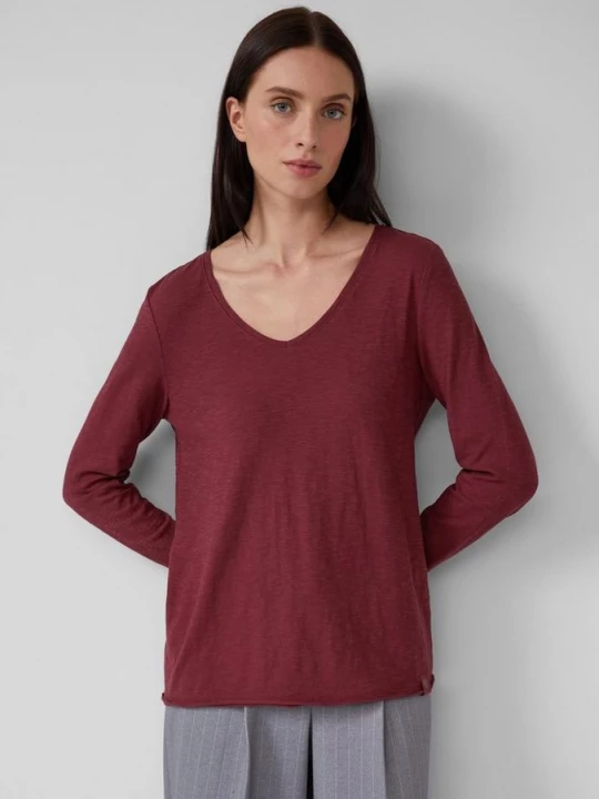 Foto van product Jersey shirt met V-hals en rolzoom s.Oliver rood